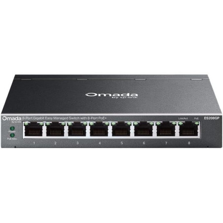 TP-Link Omada Switch PoE Gigabit Manageable 8 Ports RJ45, ES208GP | Gestion centralisée via l'application Omada, Ports PoE+, Plu