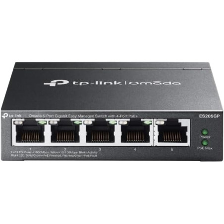 TP-Link Omada Switch PoE 5 Ports Gigabit Manageable, 4 Ports PoE+, 65W, Switch RJ45 Boitier métal, Silencieux, Installation faci