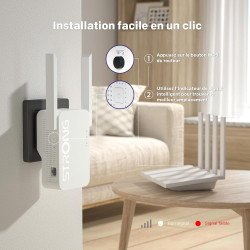 STRONG Répéteur WiFi 6 AX3000, Amplificateur WiFi Double Bande | 3000 Mbps, WiFi 6, Double Bande, Répéteur WiFi, Port Ethernet G