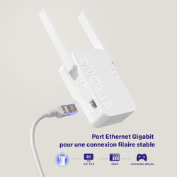 STRONG Répéteur WiFi 6 AX3000, Amplificateur WiFi Double Bande | 3000 Mbps, WiFi 6, Double Bande, Répéteur WiFi, Port Ethernet G