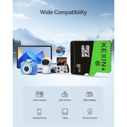 KEXIN Lot de 2 Cartes Micro SD 8 Go MicroSDHC UHS-I Classe 10, Mini Carte SD, Carte mémoire pour Smartphone, Tablette, Appareil 