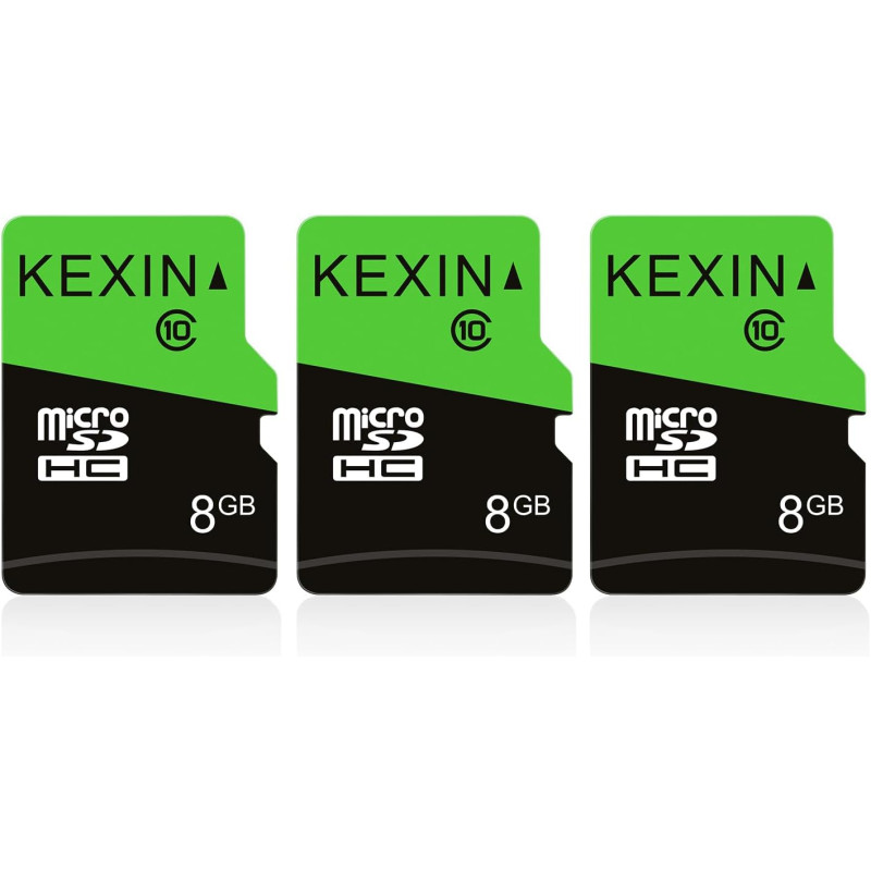 KEXIN Lot de 3 Cartes Micro SD 8 Go MicroSDHC UHS-I Classe 10, Mini Carte SD avec Adaptateur, Carte mémoire pour Smartphone, Tab