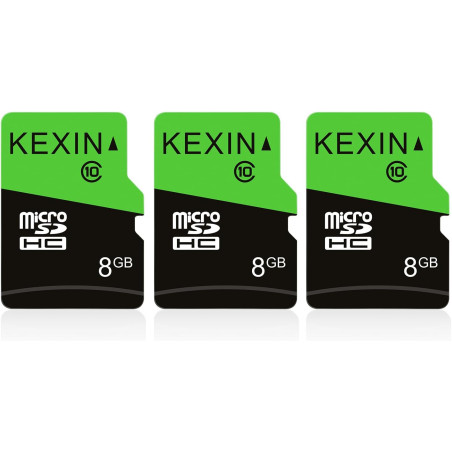 KEXIN Lot de 3 Cartes Micro SD 8 Go MicroSDHC UHS-I Classe 10, Mini Carte SD avec Adaptateur, Carte mémoire pour Smartphone, Tab