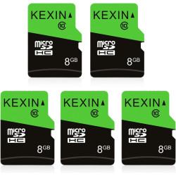 KEXIN Lot de 5 Cartes Micro SD 8 Go MicroSDHC UHS-I Classe 10, Mini Carte SD avec Adaptateur, Carte mémoire pour Smartphone, Tab