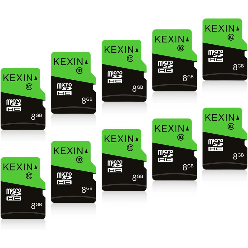 KEXIN Lot de 10 Cartes Micro SD 8 Go MicroSDHC UHS-I Classe 10, Mini Carte SD, Carte mémoire pour Smartphone, Tablette, Appareil