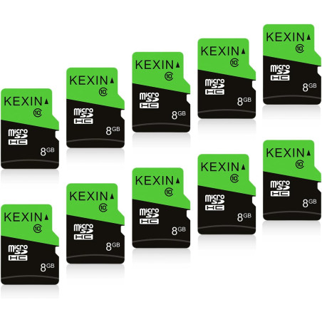 KEXIN Lot de 10 Cartes Micro SD 8 Go MicroSDHC UHS-I Classe 10, Mini Carte SD, Carte mémoire pour Smartphone, Tablette, Appareil