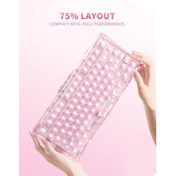 GravaStar Mercury K1 Lite Clavier de jeu mécanique 75 % | Sans fil trimode, remplaçable à chaud, touches claires, commutateurs l