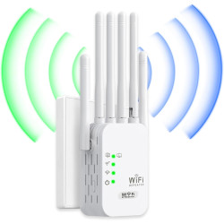 2026 Nouveau Répéteur WiFi,Amplificateur WiFi,repeteur WiFi Puissant avec 6 Antennes Puissantes Couvrant Une superficie de10 000