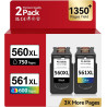 Encre PG-560/CL-561XL – 750/600+ Pages, Remplacement pour Cartouche Canon 560 561 Originale Noire & Couleur, pour Pixma TS5350i 