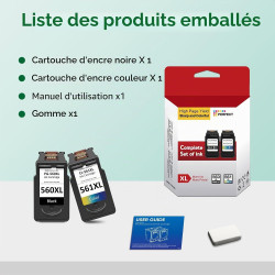 Encre PG-560/CL-561XL – 750/600+ Pages, Remplacement pour Cartouche Canon 560 561 Originale Noire & Couleur, pour Pixma TS5350i 