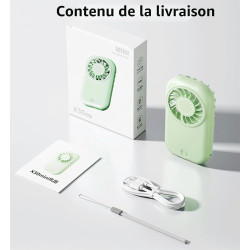 QSPORTPEAK Mini Ventilateur de Poche Portable Rechargeable USB avec 5 Vitesses, 11000 tr/min, 56 g ultra léger, Ventilateur à Ci