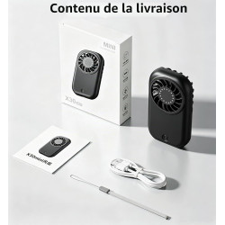 QSPORTPEAK Mini Ventilateur de Poche Portable Rechargeable USB avec 5 Vitesses, 11000 tr/min, 56 g ultra léger, Ventilateur à Ci