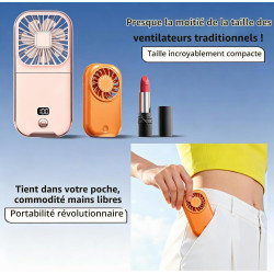 Qsportpeak mini ventilateur portable de poche avec vent à 5 vitesses, moteur haute vitesse, rechargeable par usb, personnel pour