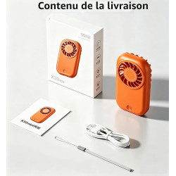 Qsportpeak mini ventilateur portable de poche avec vent à 5 vitesses, moteur haute vitesse, rechargeable par usb, personnel pour