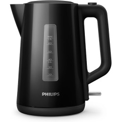 Philips Bouilloire Électrique 3000, 1,7L, Ébullition rapide, Noir | Chauffe efficace & nettoyage simplifié, Couvercle à ressort,