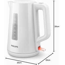 Philips Bouilloire Électrique 3000, 1,7L, Ébullition rapide, Blanc | Chauffe efficace & nettoyage simplifié, Couvercle à ressort