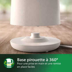 Philips Bouilloire Électrique Eco Conscious, 1,7L, Blanc Soyeux Mat | Base 360°, Voyant Lumineux & indicateur de tasse, Filtre A