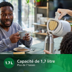 Philips Bouilloire Électrique Eco Conscious, 1,7L, Blanc Soyeux Mat | Base 360°, Voyant Lumineux & indicateur de tasse, Filtre A