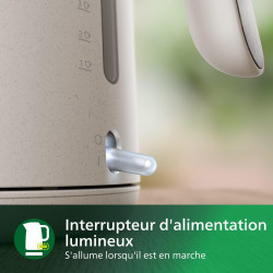 Philips Bouilloire Électrique Eco Conscious, 1,7L, Blanc Soyeux Mat | Base 360°, Voyant Lumineux & indicateur de tasse, Filtre A