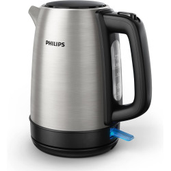 Philips Bouilloire Électrique Daily, 1,7L, Ébullition rapide, Inox | Tamis Anti-Calcaire, Résistance plate, Base 360° sans fil, 