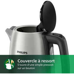 Philips Bouilloire Électrique Daily, 1,7L, Ébullition rapide, Inox | Tamis Anti-Calcaire, Résistance plate, Base 360° sans fil, 
