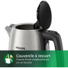 Philips Bouilloire Électrique Daily, 1,7L, Ébullition rapide, Inox | Tamis Anti-Calcaire, Résistance plate, Base 360° sans fil, 