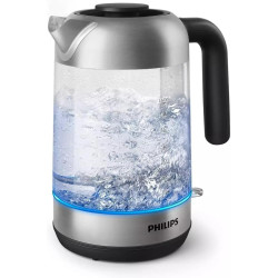 Philips Bouilloire Électrique 5000, 1,7L, Ébullition rapide, Verre | Avec indicateur de contrôle, base pirouette à 360°, micro-f