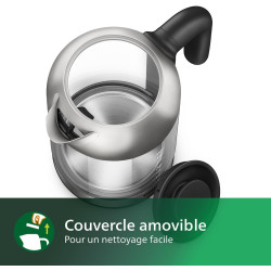 Philips Bouilloire Électrique 5000, 1,7L, Ébullition rapide, Verre | Avec indicateur de contrôle, base pirouette à 360°, micro-f