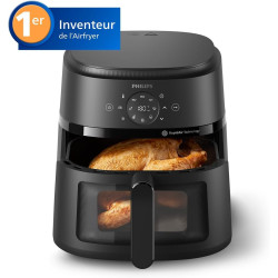Philips Airfryer 2000 - Air Fryer 6.2L, 13 modes, écran tactile, Noir | Fenêtre de cuisson, 9 préréglages, technologie RapidAir,