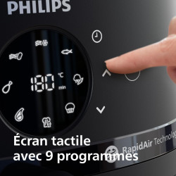 Philips Airfryer 2000 - Air Fryer 6.2L, 13 modes, écran tactile, Noir | Fenêtre de cuisson, 9 préréglages, technologie RapidAir,