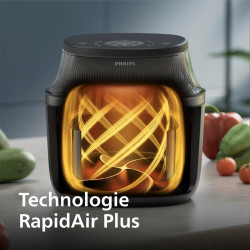 Philips Airfryer 3000 - Air Fryer 4.2L, 16-en-1, écran tactile, Noir | Fenêtre de cuisson, technologie RapidAir Plus, 90% de mat