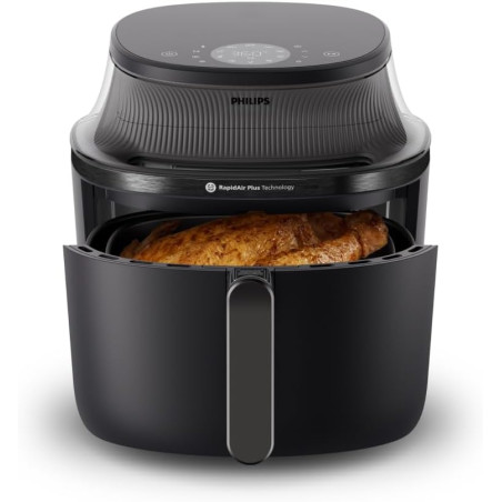 Philips Airfryer 3000 - Air Fryer 7.2L, 16-en-1, écran tactile, Noir | Fenêtre de cuisson, technologie RapidAir Plus, 90% de mat