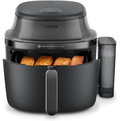 Philips Airfryer 5000 - Air Fryer 7.2L, Cuisson Vapeur, 21 modes, Noir | Fenêtre de cuisson, RapidAir Plus & Steamfry, Revêtemen