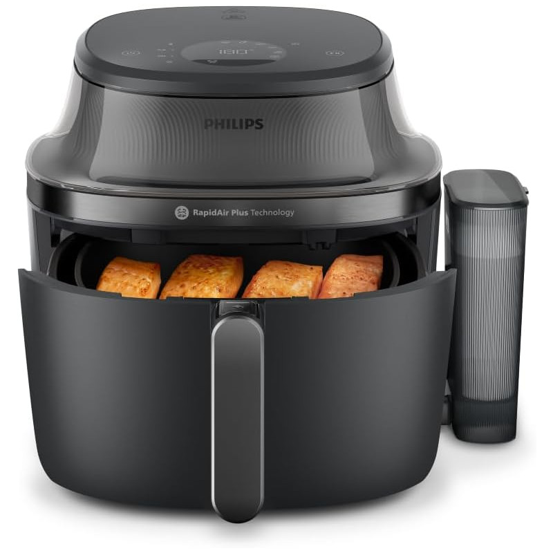 Philips Airfryer 5000 - Air Fryer 7.2L, Cuisson Vapeur, 21 modes, Noir | Fenêtre de cuisson, RapidAir Plus & Steamfry, Revêtemen