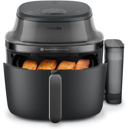 Philips Airfryer 5000 - Air Fryer 7.2L, Cuisson Vapeur, 21 modes, Noir | Fenêtre de cuisson, RapidAir Plus & Steamfry, Revêtemen