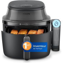 Philips Airfryer 5000 - Air Fryer 7.2L, Cuisson Vapeur, 21 modes, Noir | Fenêtre de cuisson, RapidAir Plus & Steamfry, Revêtemen