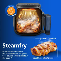 Philips Airfryer 5000 - Air Fryer 7.2L, Cuisson Vapeur, 21 modes, Noir | Fenêtre de cuisson, RapidAir Plus & Steamfry, Revêtemen