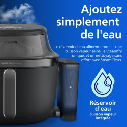 Philips Airfryer 5000 - Air Fryer 7.2L, Cuisson Vapeur, 21 modes, Noir | Fenêtre de cuisson, RapidAir Plus & Steamfry, Revêtemen