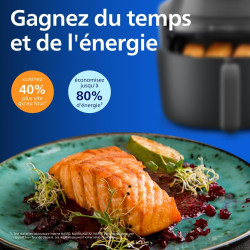Philips Airfryer 5000 - Air Fryer 7.2L, Cuisson Vapeur, 21 modes, Noir | Fenêtre de cuisson, RapidAir Plus & Steamfry, Revêtemen