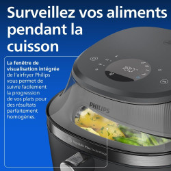 Philips Airfryer 5000 - Air Fryer 7.2L, Cuisson Vapeur, 21 modes, Noir | Fenêtre de cuisson, RapidAir Plus & Steamfry, Revêtemen