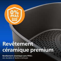Philips Airfryer 5000 - Air Fryer 7.2L, Cuisson Vapeur, 21 modes, Noir | Fenêtre de cuisson, RapidAir Plus & Steamfry, Revêtemen