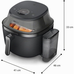 Philips Airfryer 5000 - Air Fryer 7.2L, Cuisson Vapeur, 21 modes, Noir | Fenêtre de cuisson, RapidAir Plus & Steamfry, Revêtemen
