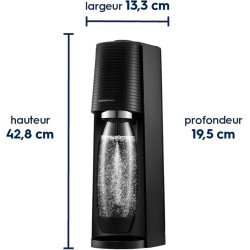 Sodastream TERRA Machine à Soda | 1 Bouteille 1L + Cylindre 60L | Noire