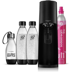 Sodastream TERRA Machine à Soda | 2 Bouteilles 1L + 0,5L + Cylindre | Noire