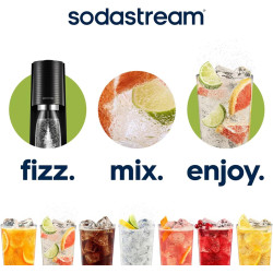 Sodastream TERRA Machine à Soda | 2 Bouteilles 1L + 0,5L + Cylindre | Noire