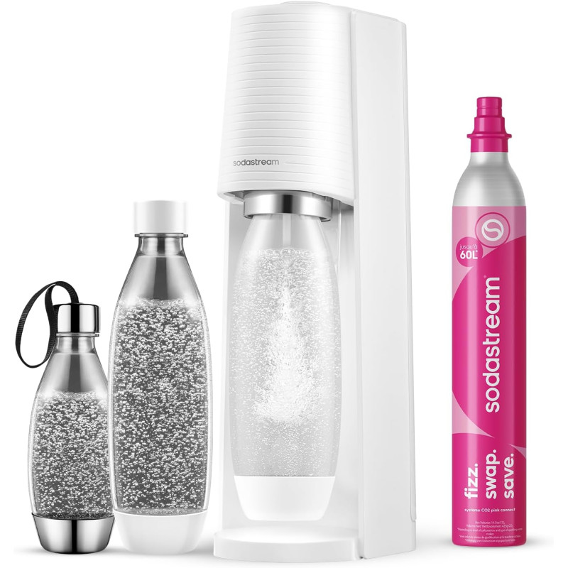Sodastream TERRA Machine à Soda | 3 Bouteilles + Cylindre 60L | Blanche