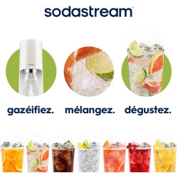 Sodastream TERRA Machine à Soda | 3 Bouteilles + Cylindre 60L | Blanche