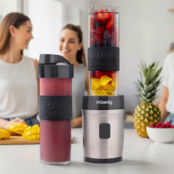 H.Koenig Mini Blender Smoothie Mixeur SMOO9 – 570ml, 300W, 4 Lames Inox, sans BPA, 2 Bouteilles Portables avec Couvercles de Voy
