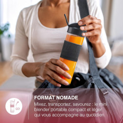 H.Koenig Mini Blender Smoothie Mixeur SMOO9 – 570ml, 300W, 4 Lames Inox, sans BPA, 2 Bouteilles Portables avec Couvercles de Voy