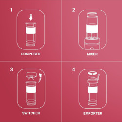 H.Koenig Mini Blender Smoothie Mixeur SMOO9 – 570ml, 300W, 4 Lames Inox, sans BPA, 2 Bouteilles Portables avec Couvercles de Voy